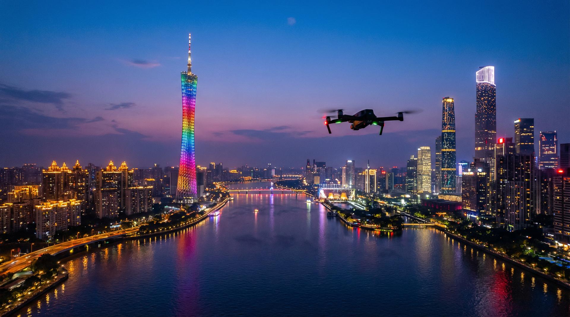 蘑菇视频航拍广州CBD视频